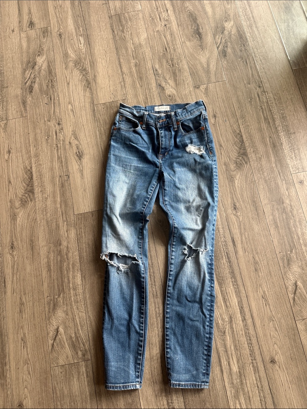 Madewell Blue Distressed Skinny Jeans